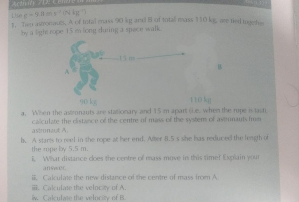 Solved Activity Use g = 9.8 ms? (N kg