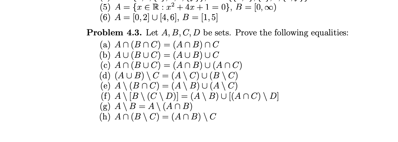 Solved Problem 4.2 Determine A∩B, A∪B, A\B And B\A For The | Chegg.com