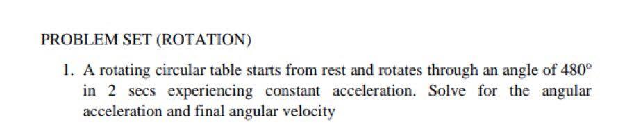 Solved PROBLEM SET (ROTATION) 1. A rotating circular table | Chegg.com