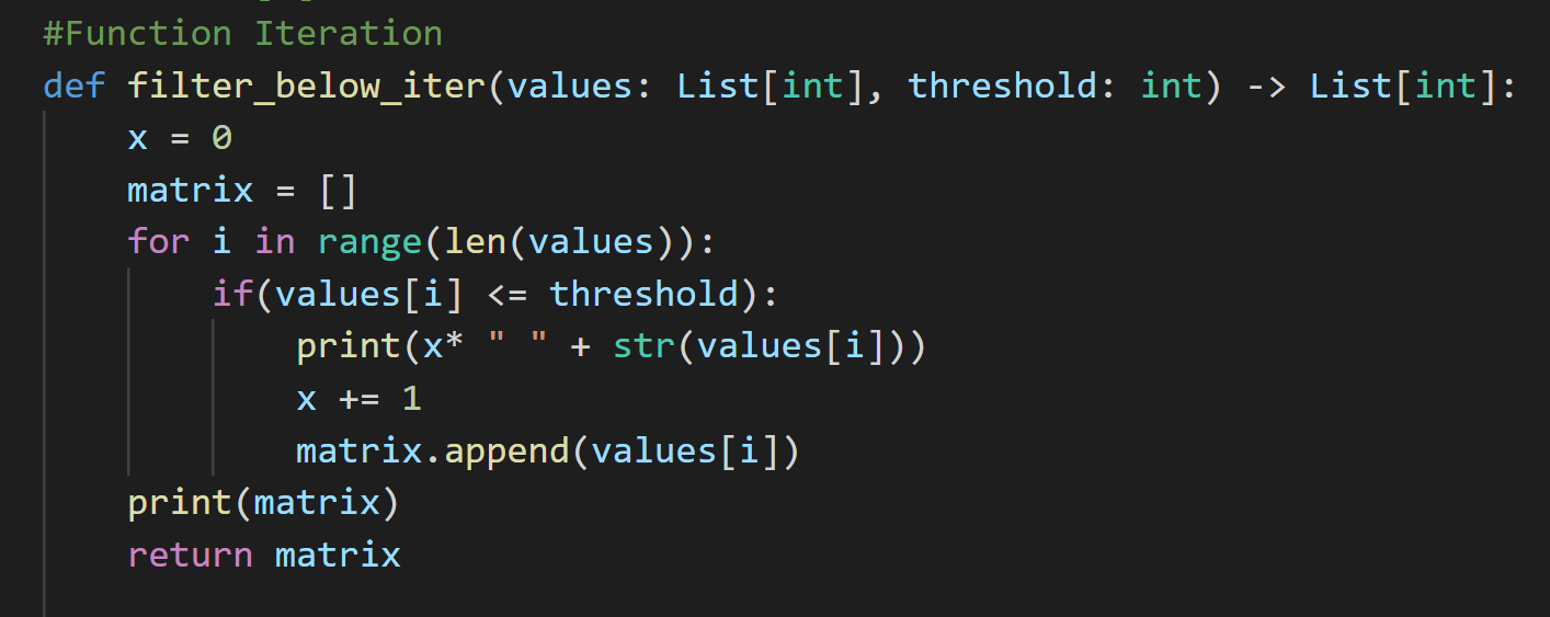 Solved #Function Iteration def filter_below_iter(values: | Chegg.com