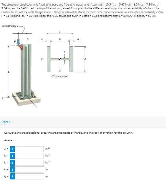 Solved The structural steel column is fixed at its base and | Chegg.com