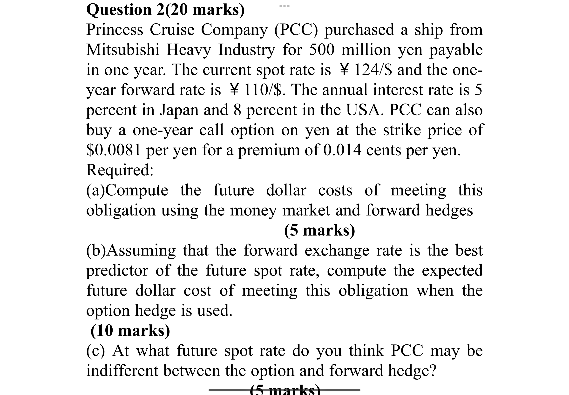 Solved Princess Cruise Company (PCC) purchased a ship from | Chegg.com