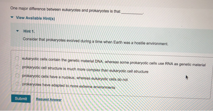 Solved One major difference between eukaryotes and | Chegg.com
