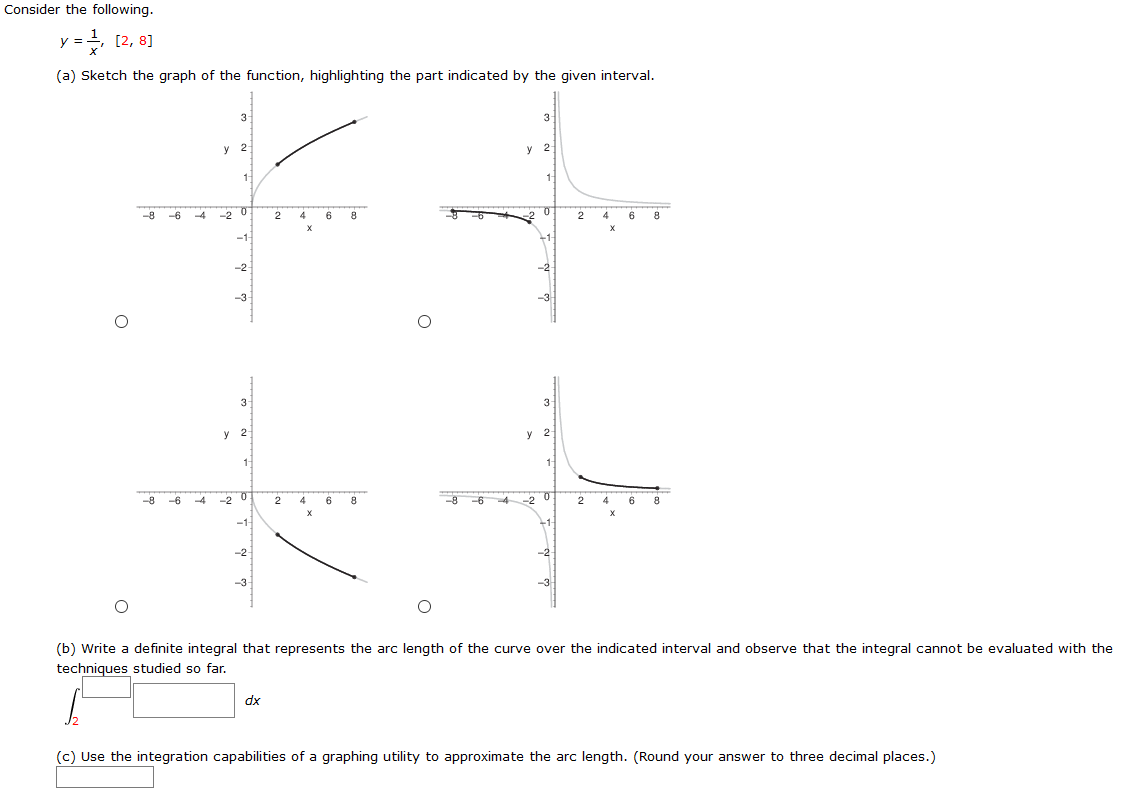 Solved Consider the following. y , [2, 8] (a) Sketch the | Chegg.com