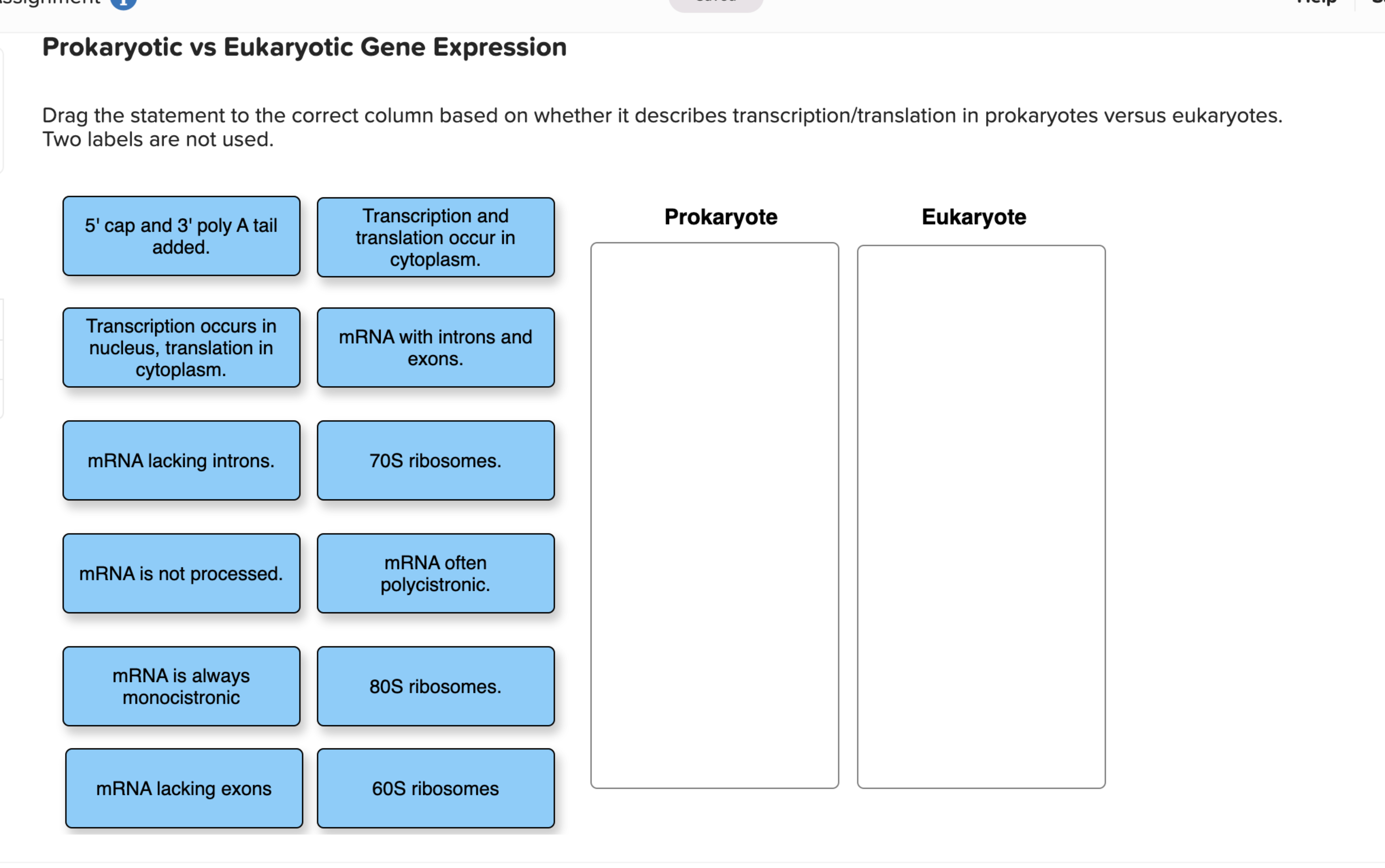 Solved Prokaryotic vs Eukaryotic Gene ExpressionDrag the | Chegg.com