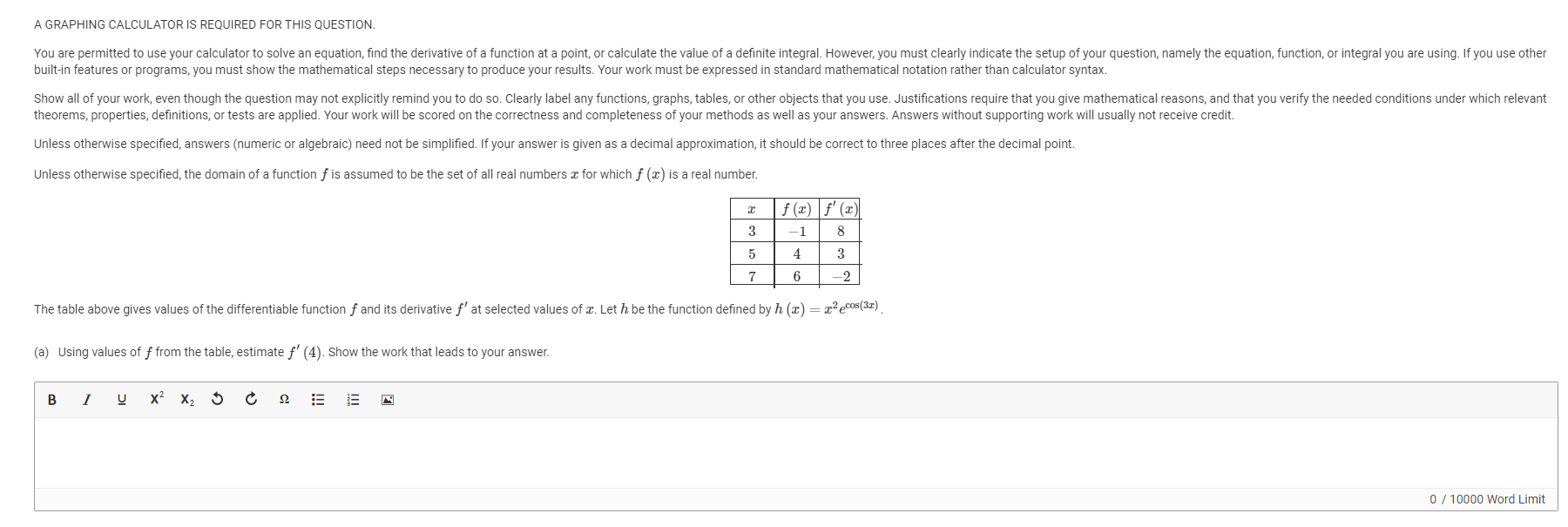 Solved A GRAPHING CALCULATOR IS REQUIRED FOR THIS QUESTION. | Chegg.com