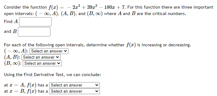 Solved The top three dropdown menus have the | Chegg.com