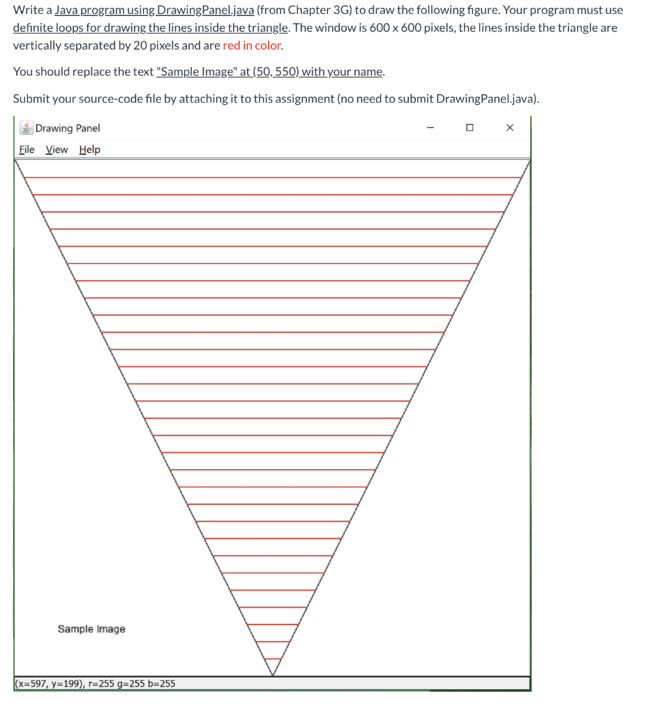 Solved Write a Java program using DrawingPanel.java | Chegg.com