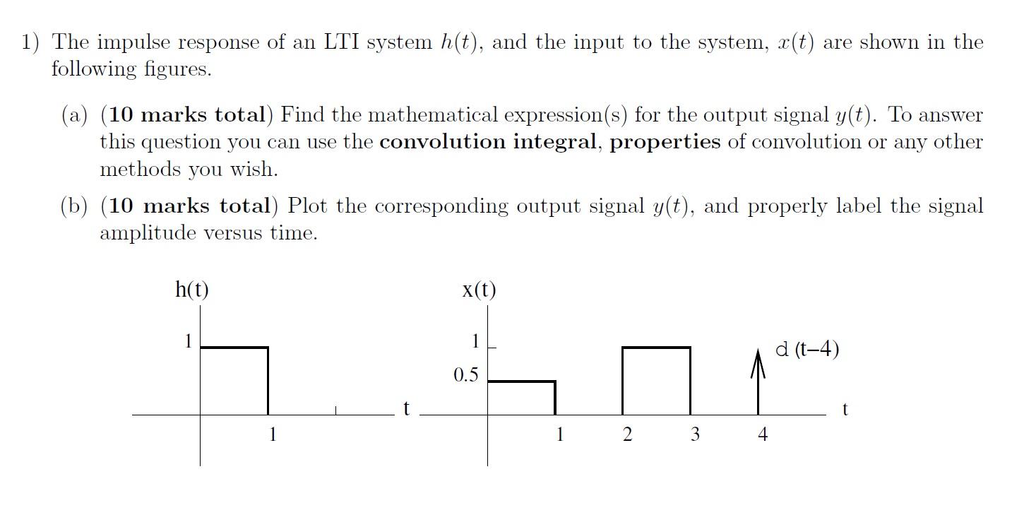 Solved 1) The impulse response of an LTI system h(t), and | Chegg.com