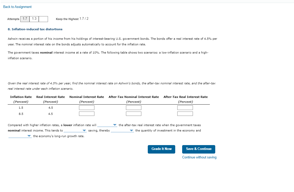 Solved 8. Inflationinduced tax distortions Ashwin receives