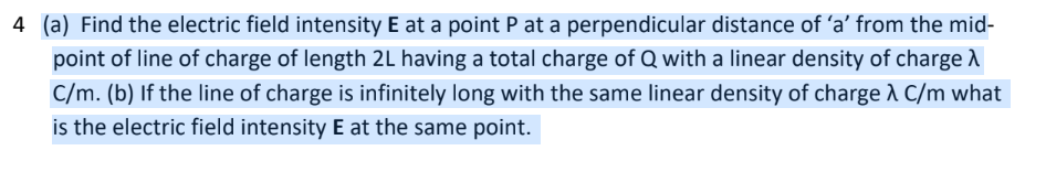 Solved (a) Find the electric field intensity E at a point P | Chegg.com
