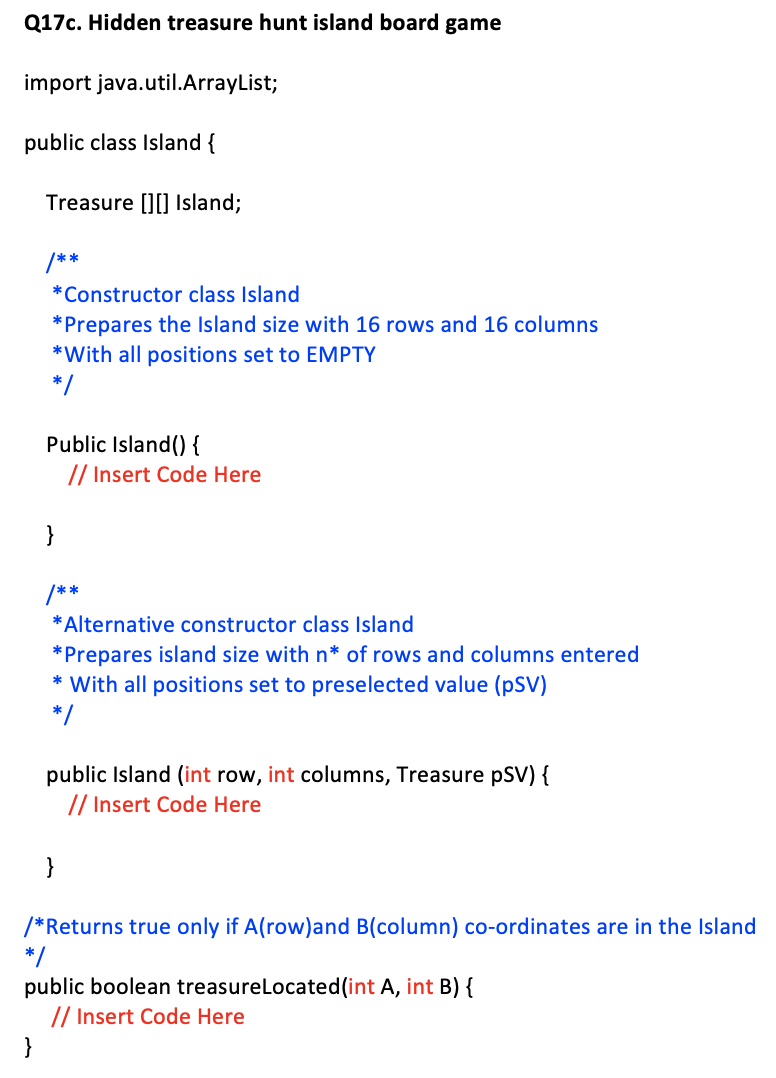 Solved Q17c Hidden Treasure Hunt Island Board Game Import