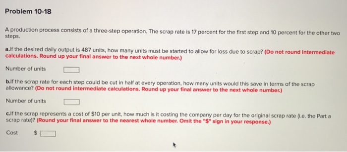 Solved Problem 10-18 A production process consists of a | Chegg.com