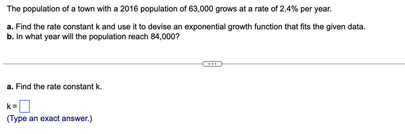 Solved The Population Of A Town With A 2016 Population Of | Chegg.com