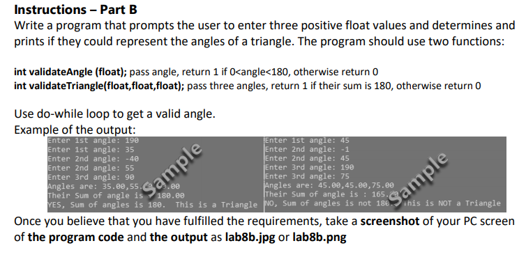 Solved Instructions - Part B Write A Program That Prompts | Chegg.com