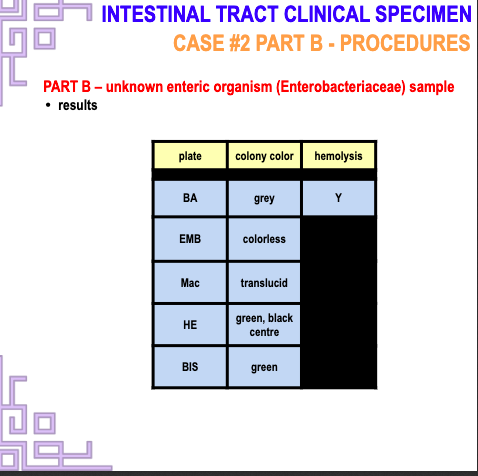 Solved INTESTINAL TRACT CLINICAL SPECIMEN CASE #2 PART | Chegg.com