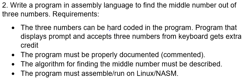 2. Write a program in assembly language to find the | Chegg.com