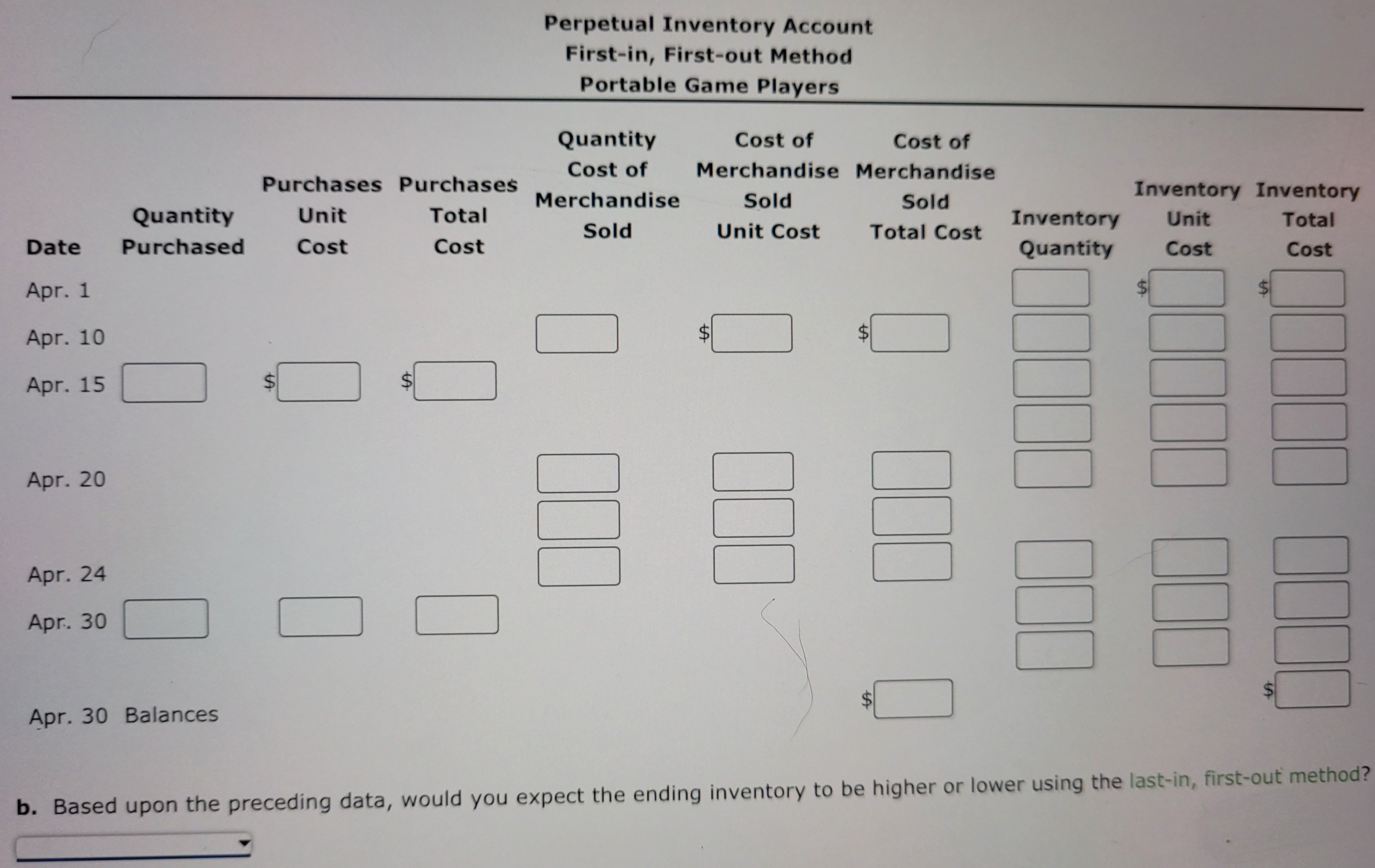 Solved Perpetual Inventory Using FIFO Beginning Inventory, | Chegg.com