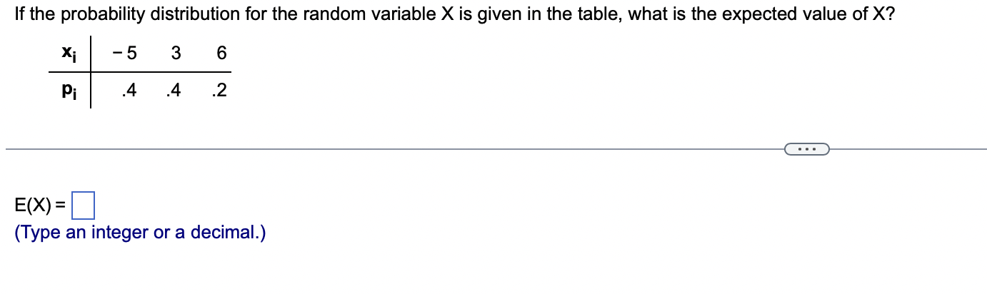 Solved E(X)= (Type an integer or a decimal.) | Chegg.com