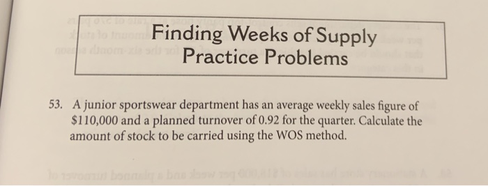 Solved Finding Weeks of Supply Practice Problems A junior | Chegg.com