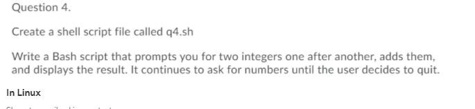Solved Question 4. Create a shell script file called 94.sh | Chegg.com