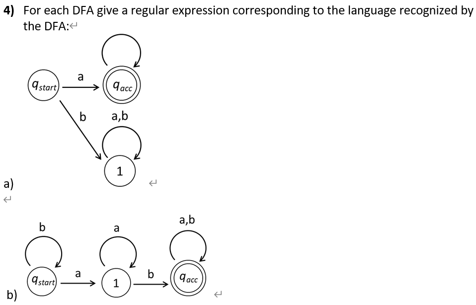 Solved 4) For each DFA give a regular expression | Chegg.com