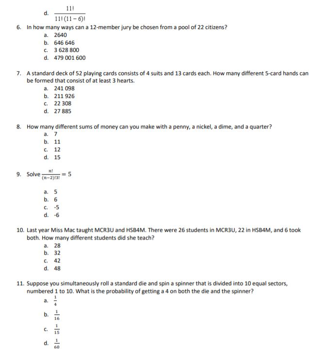 Solved d. 11!(11-6)! 6. In how many ways can a 12-member | Chegg.com