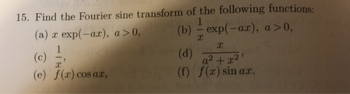 Solved 15. Find the Fourier sine transform of the following | Chegg.com