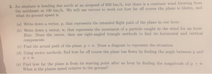 Solved 2. An airplane is heading due north at an airspeed of | Chegg.com