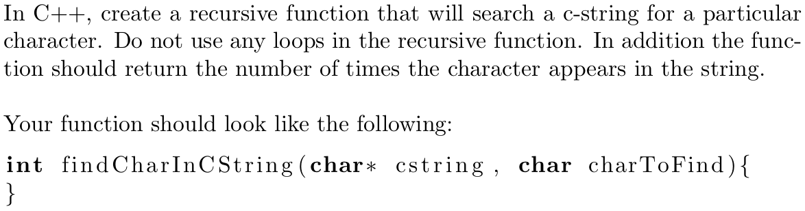 Solved In C++, create a recursive function that will search | Chegg.com