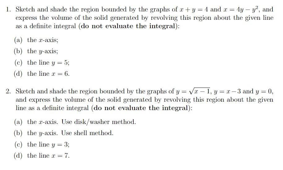Solved 1. Sketch and shade the region bounded by the graphs | Chegg.com