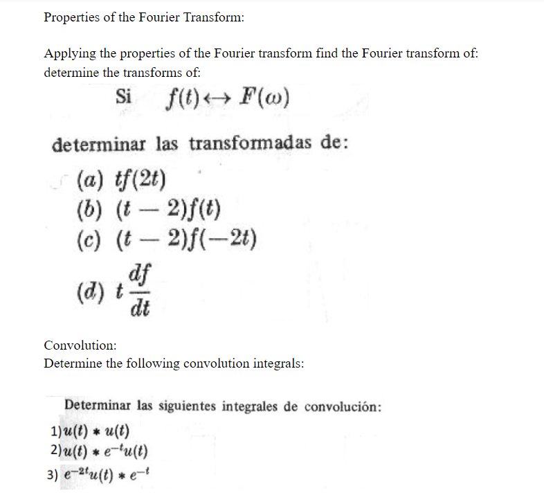 Solved Properties of the Fourier Transform: Applying the | Chegg.com
