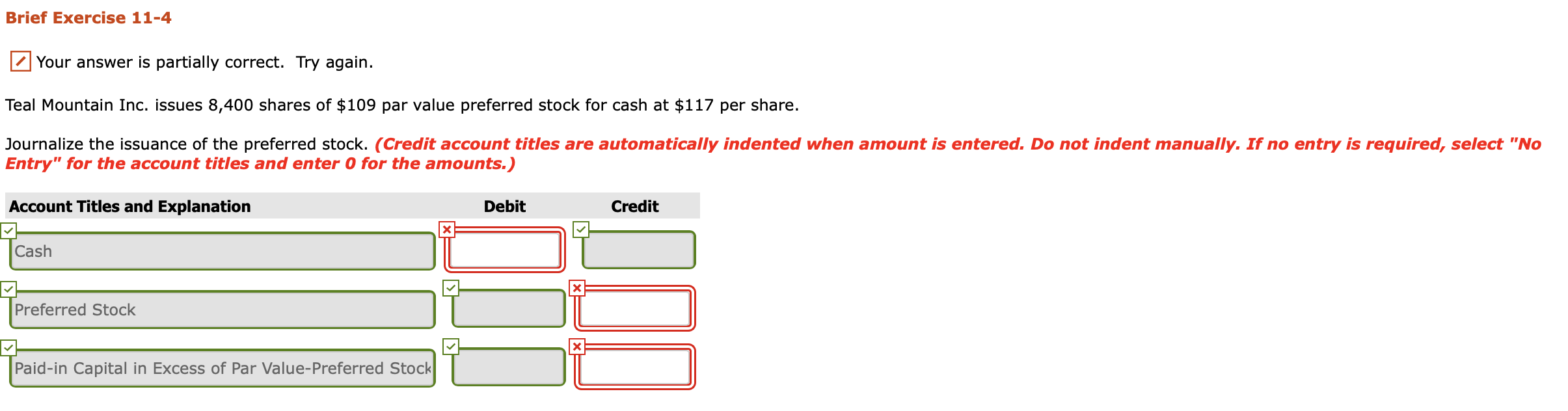 Solved Brief Exercise 11-4 Your Answer Is Partially Correct. | Chegg.com