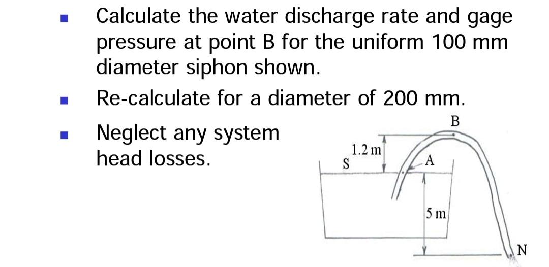 Solved Calculate the water discharge rate and gage pressure