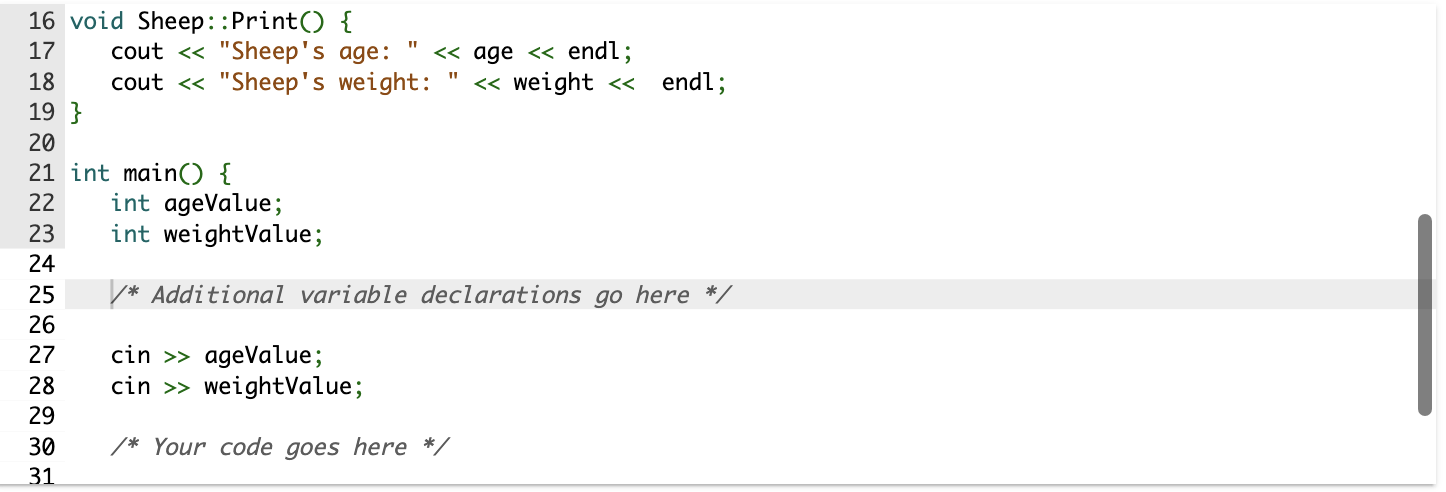 Solved ageValue and weightValue are read from input. Declare | Chegg.com