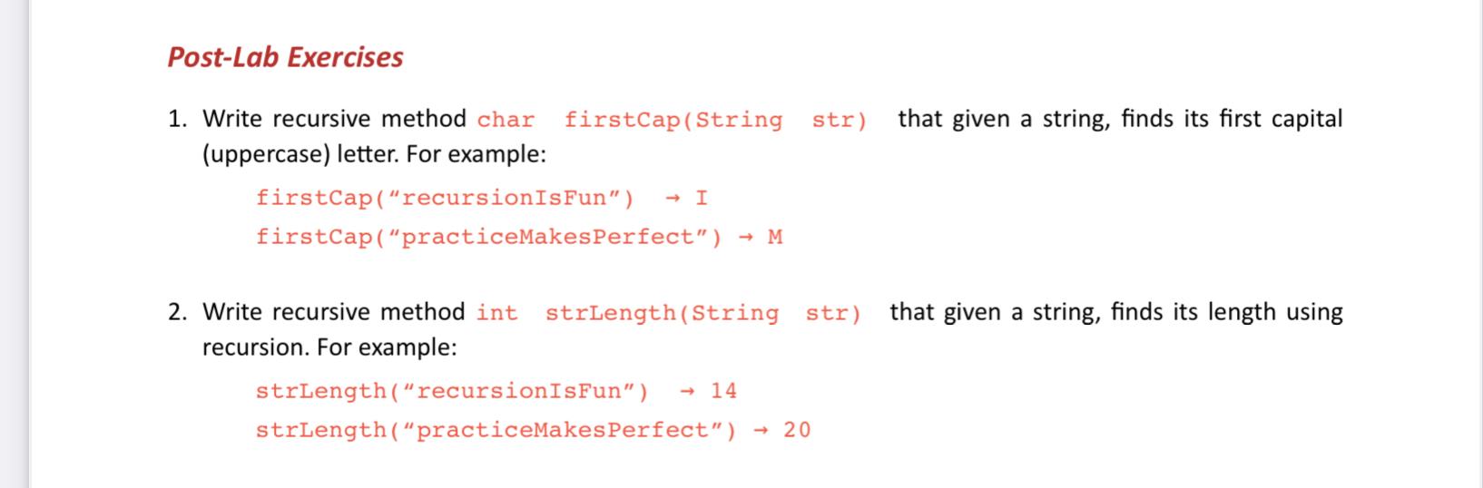 Solved Post-Lab Exercises that given a string, finds its | Chegg.com