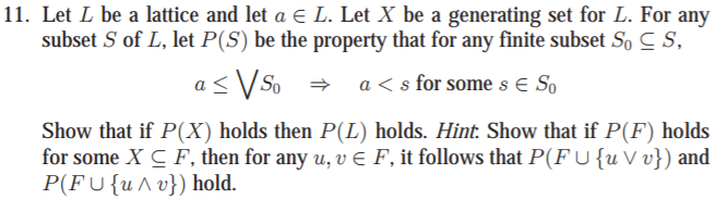 11 Let L Be A Lattice And Let A E L Let X Be A G Chegg Com