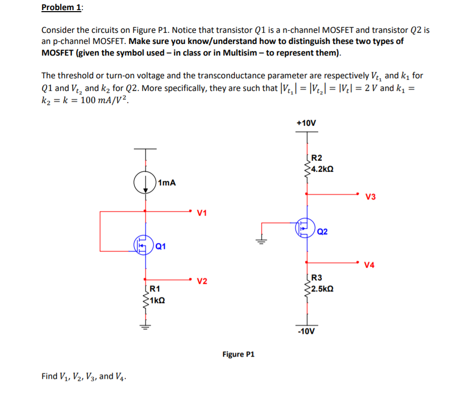 Solved Problem 1 Consider the circuits on Figure P1. Notice | Chegg.com