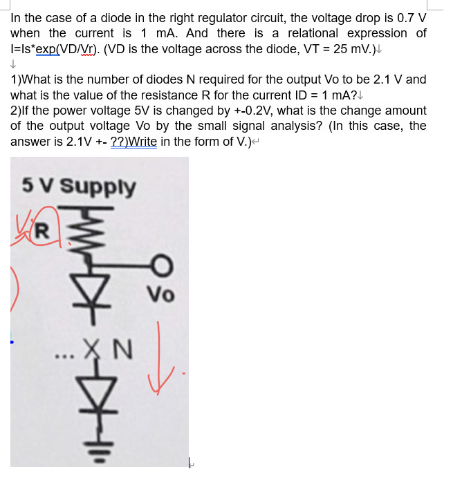 Solved In the case of a diode in the right regulator Circuit Diagram
