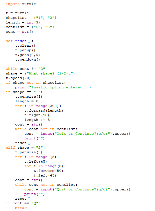 Solved I have a turtle program that takes the input of | Chegg.com