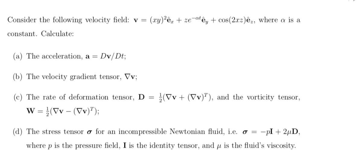 Solved Consider The Following Velocity Field V Xyê