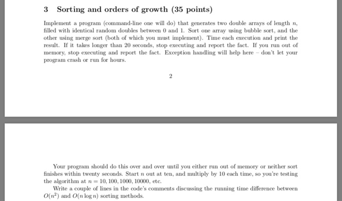 Solved 3 Sorting and orders of growth (35 points) Implement | Chegg.com