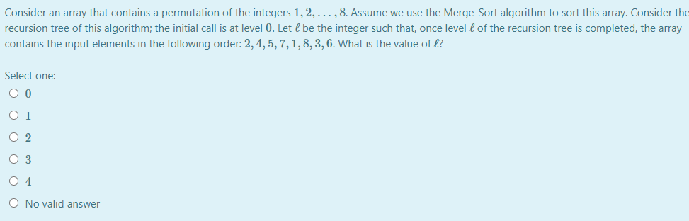 Solved Consider an array that contains a permutation of the | Chegg.com