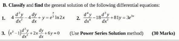 Solved B. Classify And Find The General Solution Of The | Chegg.com