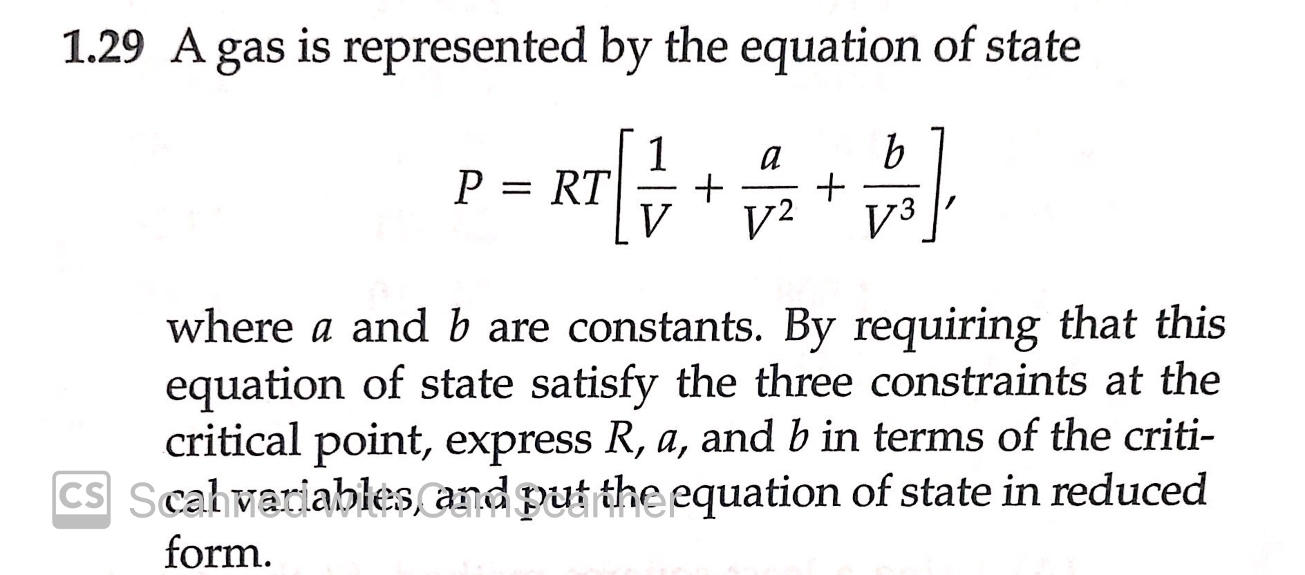 Solved 1.29 A gas is represented by the equation of state a | Chegg.com