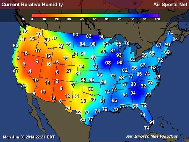 relative humidity world map