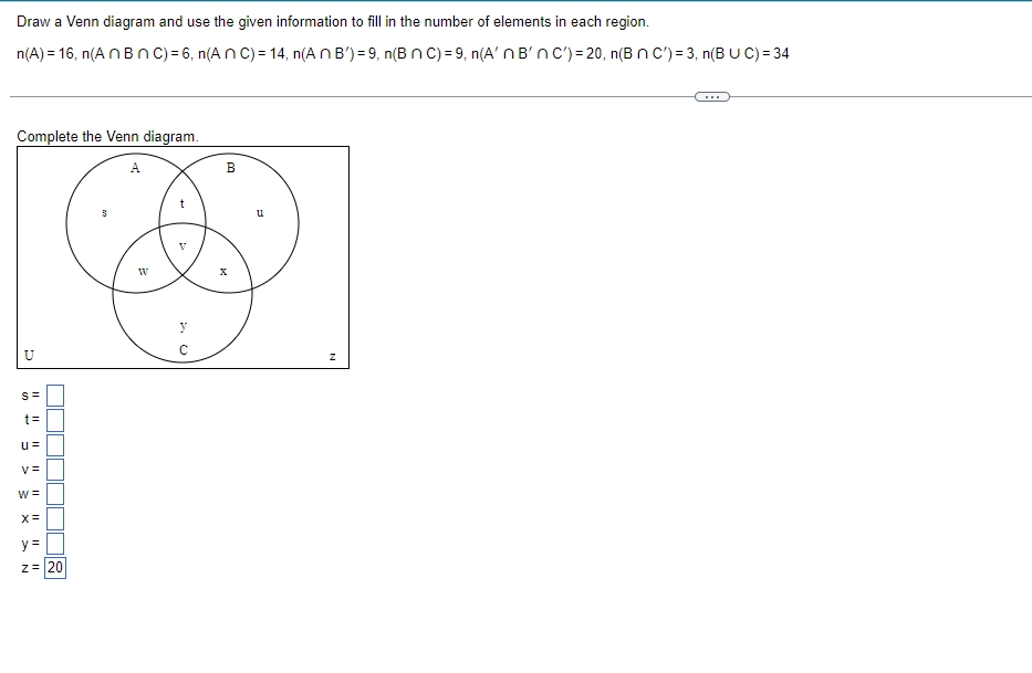 Solved Draw a Venn diagram and use the given information to | Chegg.com