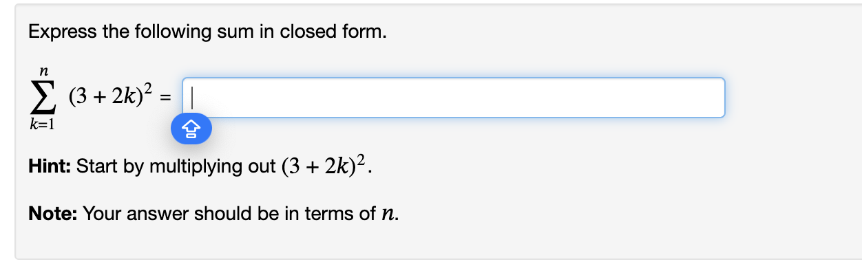 Express the following sum in closed form. | Chegg.com