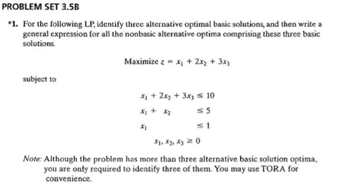 Solved PROBLEM SET 3.5B 1. For the following LP, identify | Chegg.com