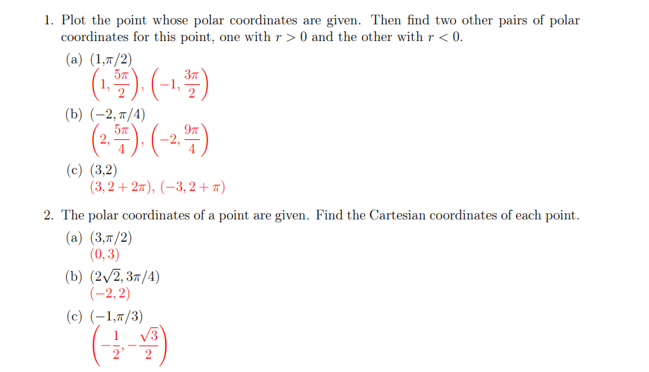 Solved 1. Plot the point whose polar coordinates are given. | Chegg.com